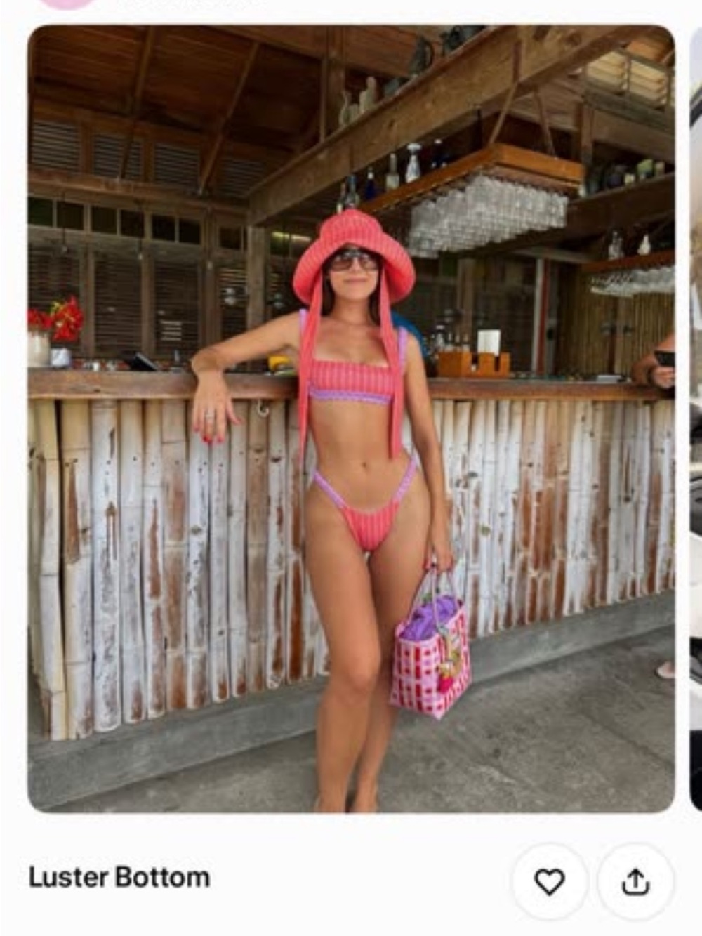 Strawberry Milk Mob Pink Ribbed Two-Piece Bikini Set (no hat)